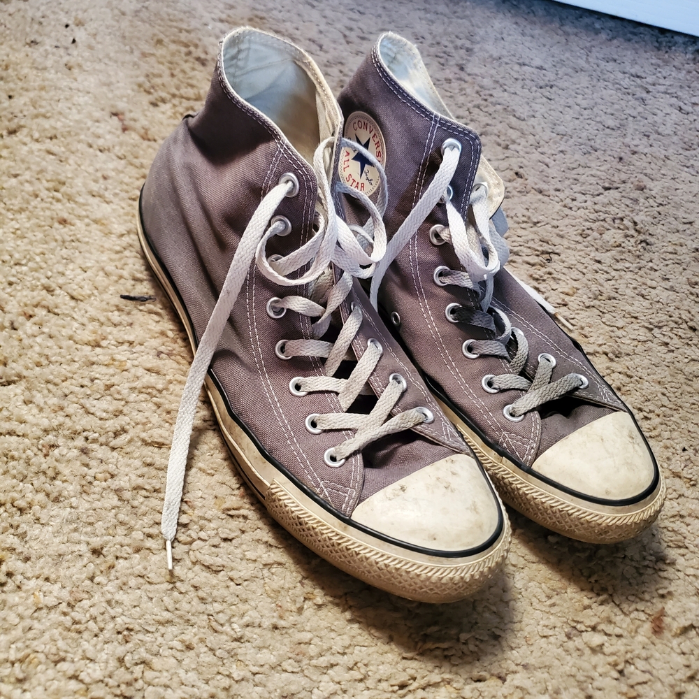 Converse High-Top Sneakers in Gray and White